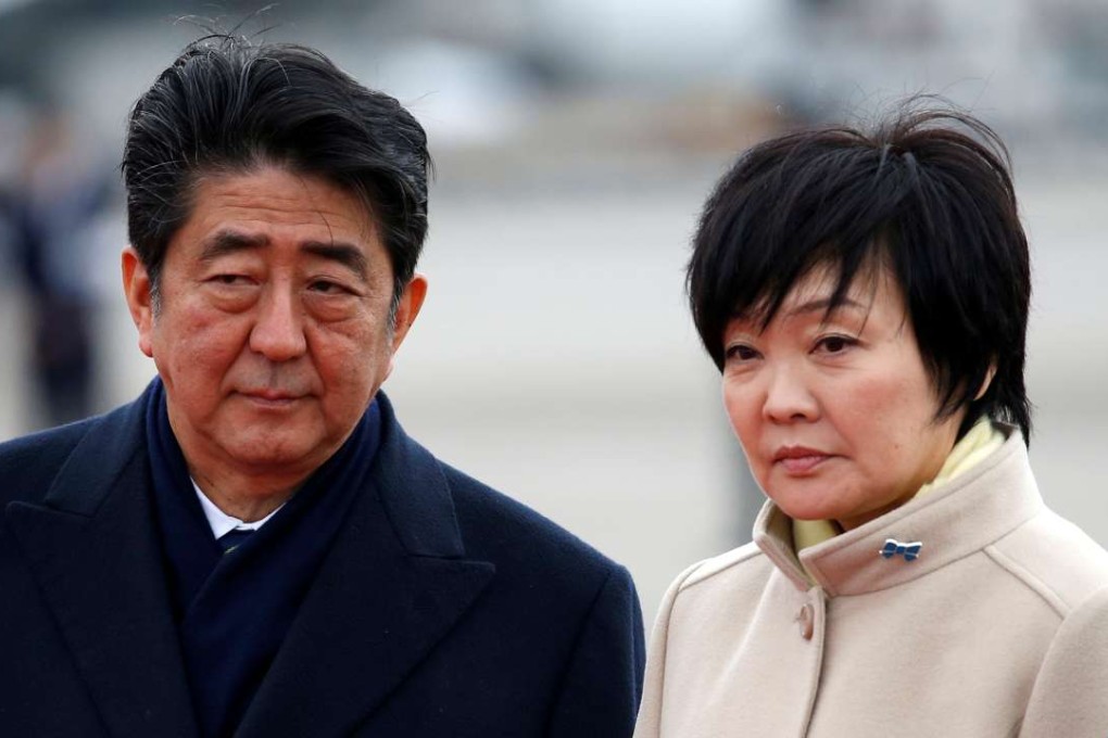 Japan's Prime Minister Shinzo Abe and his wife Akie have been embroiled in the scandal surrounding a kindergarten operator in Osaka with a pre-war, hyper-nationalist philosophy. Photo: Reuters
