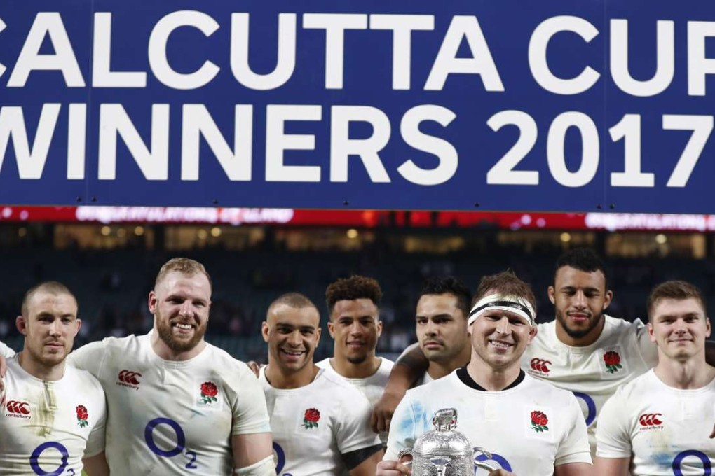 England celebrate with the Calcutta Cup. Photo: Reuters