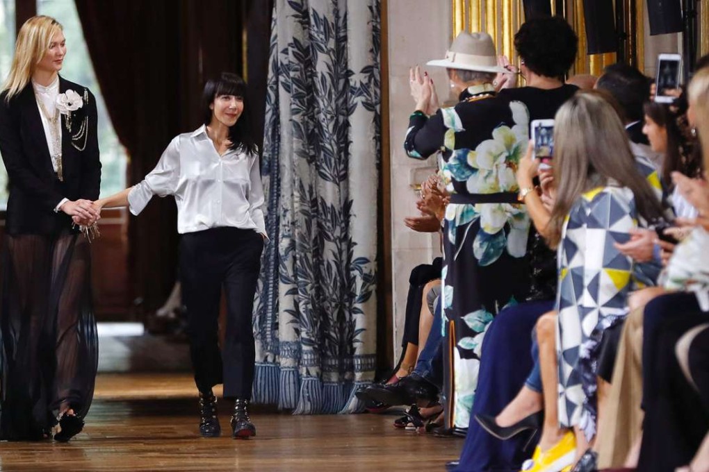 Bouchra Jarrar (second from left) acknowledges the audience at the end of Lanvin’s 2017 spring/summer ready-to-wear fashion show in Paris in September 2016. Photo: AFP