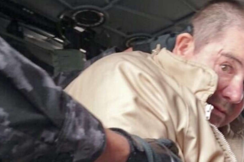 Mexican drug lord Joaquin Guzman is pictured during his transfer to the airport of Ciudad Juarez, Mexico, on January 19. Photo: Xinhua