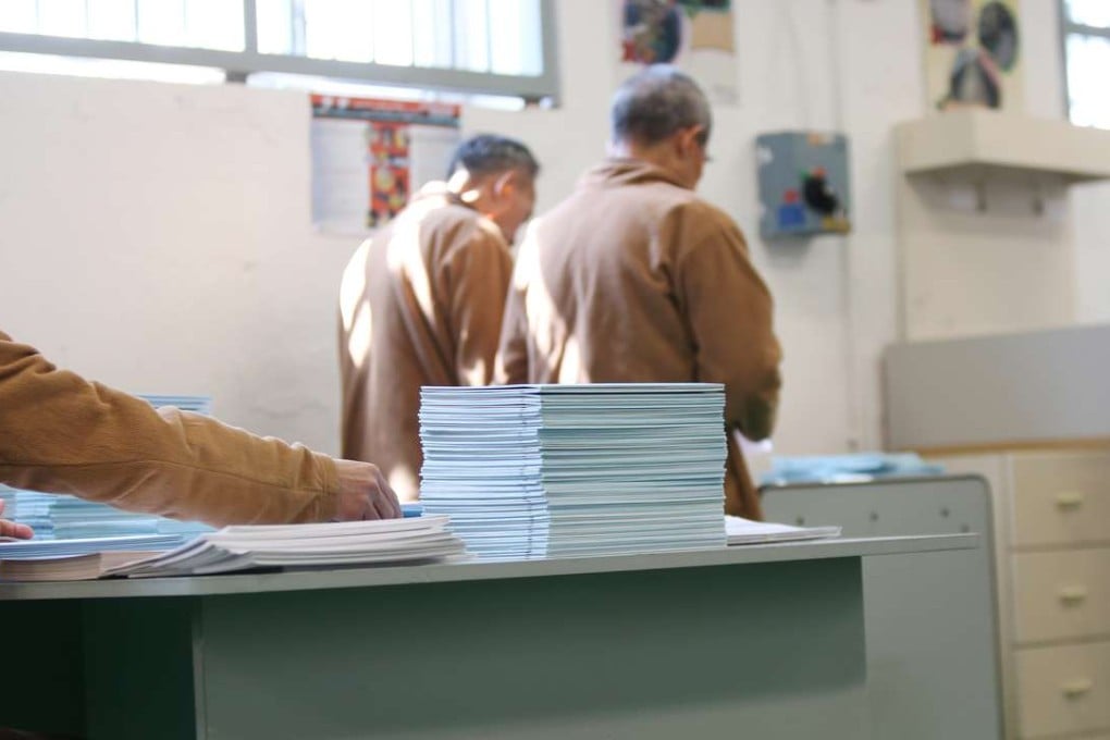 Inmates at the print factory of Stanley Prison. Photo: Xiaomei Chen
