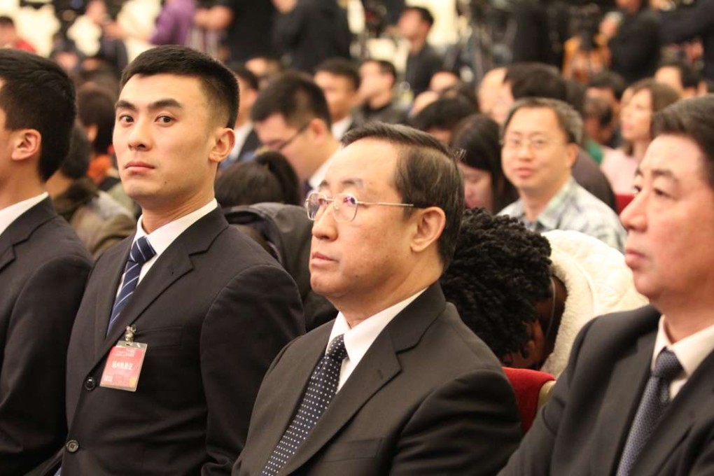 Fu Zhenghua (centre), deputy minister of public security, at the premier’s press conference on Wednesday in Beijing. Photo: Simon Song