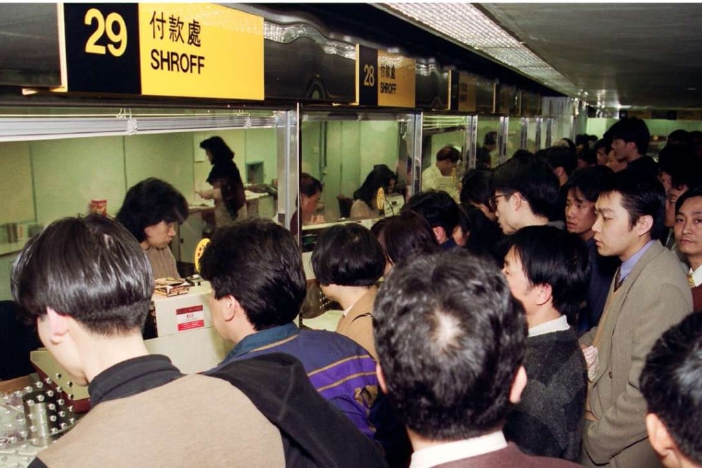 A queue at a Transport Department shroff in Hong Kong. Photo: SCMP