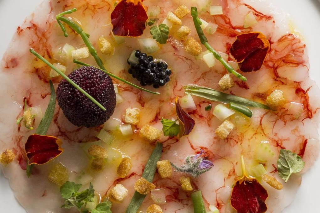 Red prawn carpaccio at Town