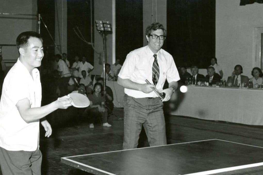 Richard Solomon (right)plays ping-pong alongside Zhuang Zedong, China’s then world champion, during the Chinese team’s 1972 tour of the US. Photo: Family photo.