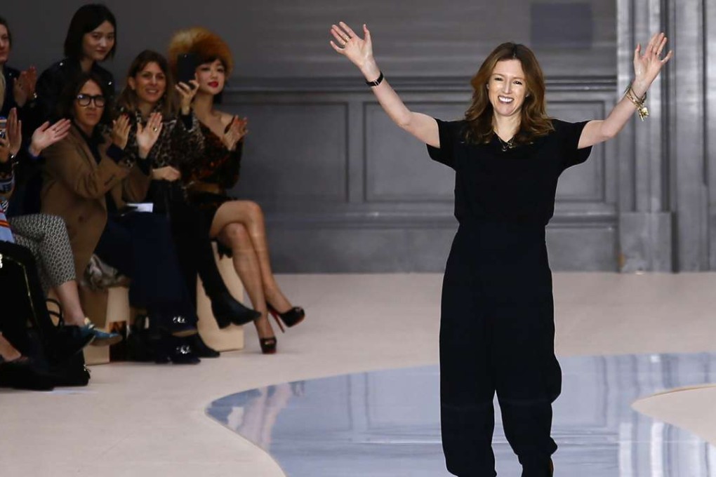 Clare Waight Keller acknowledges applause at the end of the presentation of Chloé's autumn-winter 2017-2018 ready-to- wear fashion collection in Paris two weeks ago. Photo: AP Photo