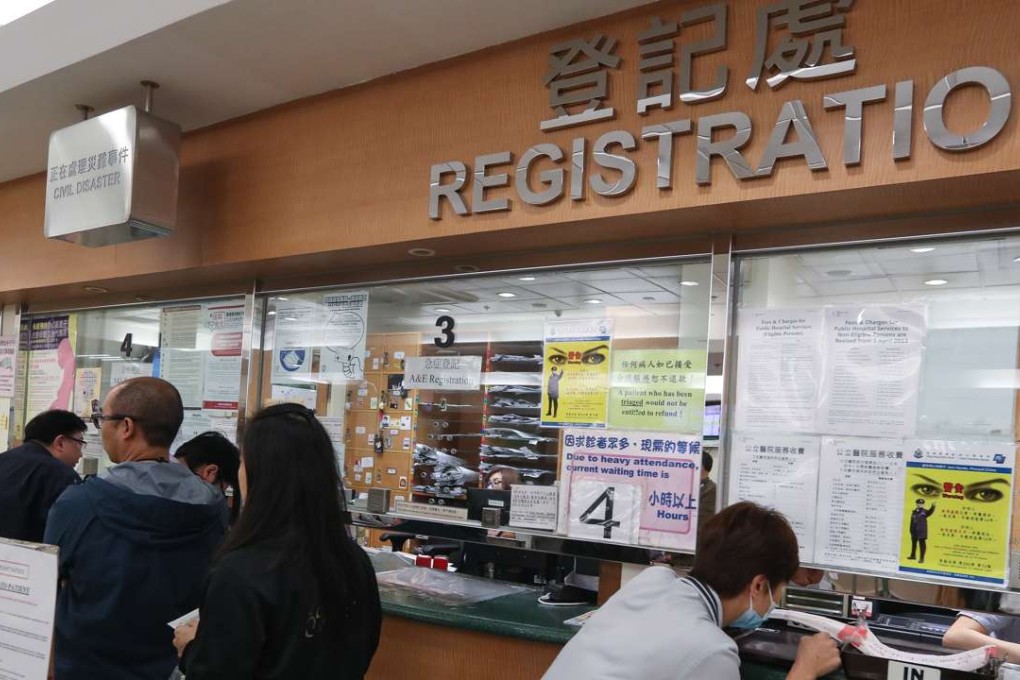 The registration counter at Tuen Mun Hospital. The New Territories clusters are expected to face increased bed shortages by 2021. Photo: Nora Tam