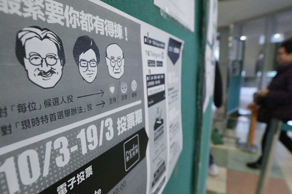 The polling station for the mock ballot at HKU has seen a lacklustre turnout. Photo: Felix Wong