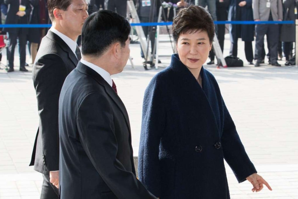Ousted South Korean President Park Geun-hye arrives at the prosecutors' office in Seoul. Photo: Xinhua