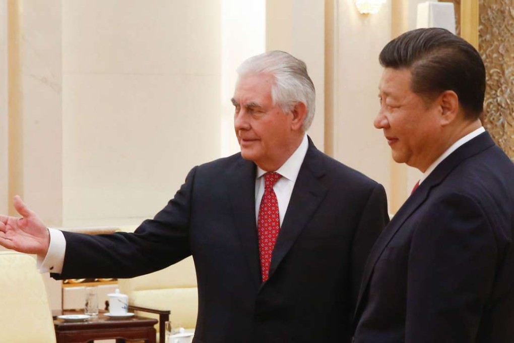 China's President Xi Jinping (right) meets US Secretary of State Rex Tillerson at the Great Hall of the People in Beijing. Photo: AFP