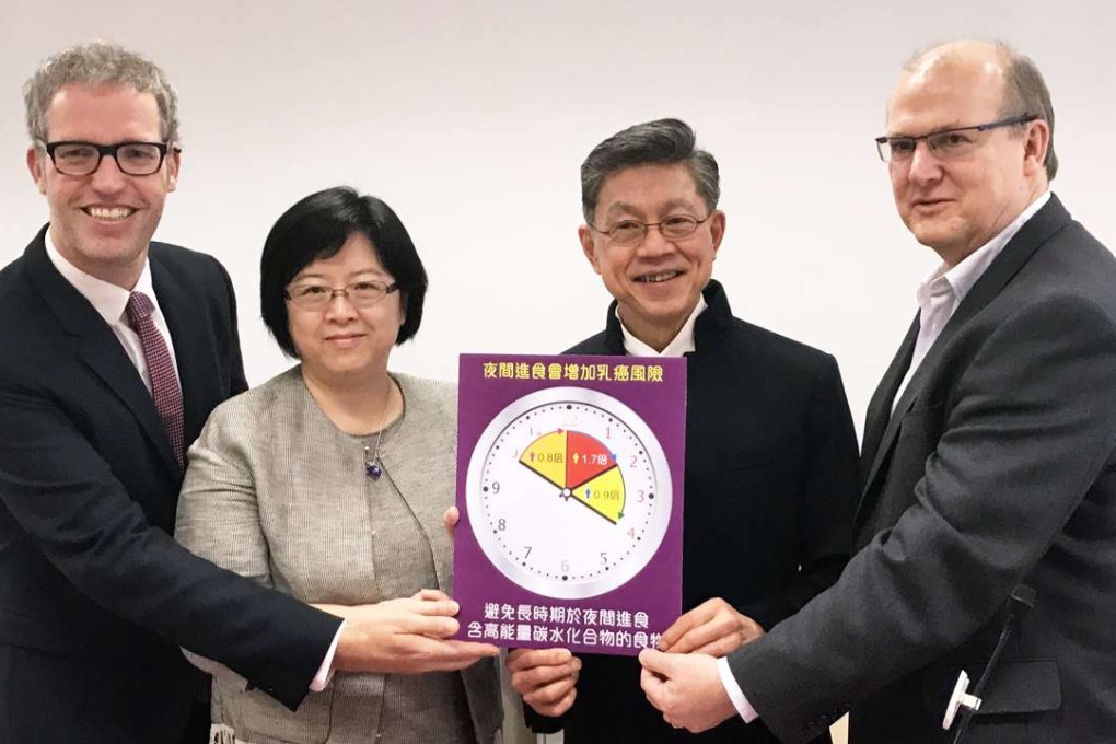 Chinese University’s Professor Shelly Tse unveils the findings with (from left) Roel Vermeulen, of Utrecht University, Professor Yeoh Eng-kiong, director of Chinese University's school of public health and primary care, and Professor Greg Evans from the University of Toronto. Photo: Elizabeth Cheung