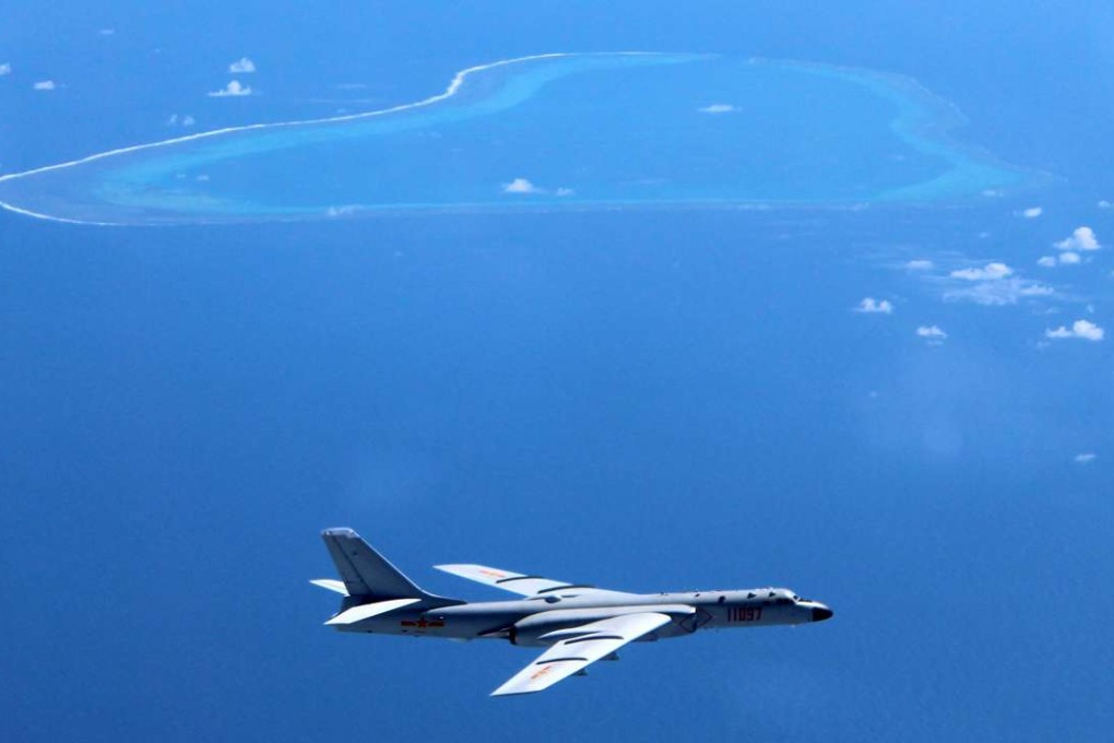 A Chinese bomber conducts a patrol near the Scarborough Shoal. Photo: Xinhua