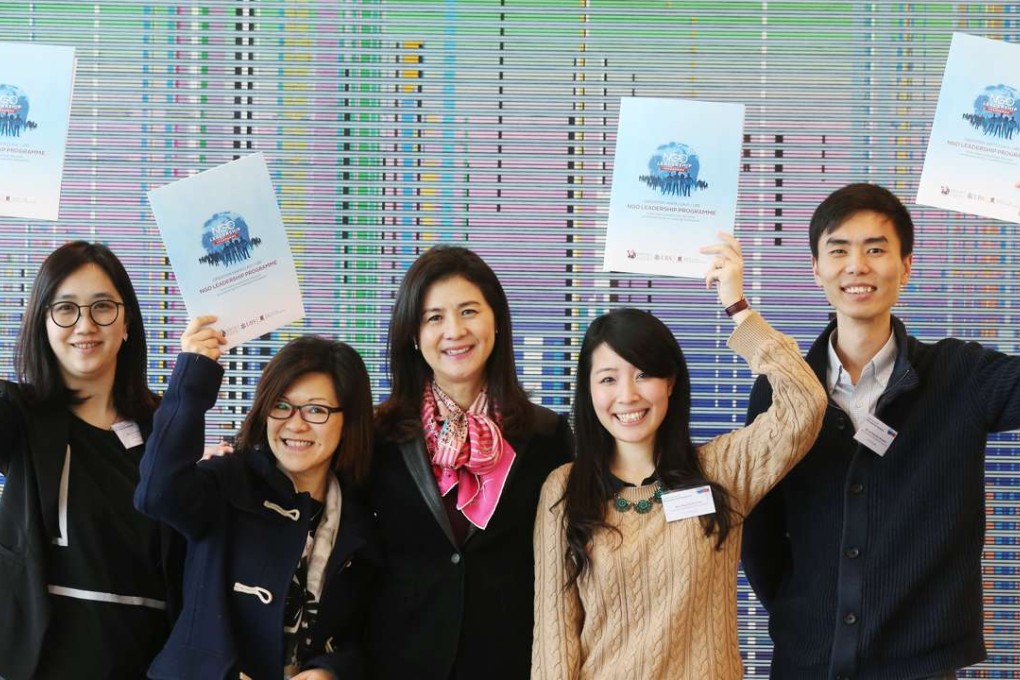 At the programme launch are (from left) Lillian Li Lei, of Silence Limited, SEN Rights; Jackie Kwan Cheuk-Yin, of the Hong Kong Society for Rehabilitation; Amy Lo, of UBS; Iris Wan, of Teach for Hong Kong; and Raymond Lam Ming-wai, of the New Life Psychiatric Rehabilitation Association. Photo: Dickson Lee