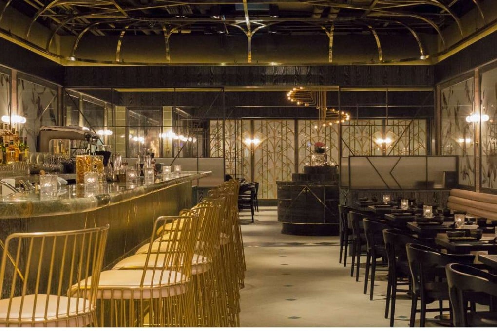 A long bar is a feature of the interior design at Dim Sum Library in Pacific Place.