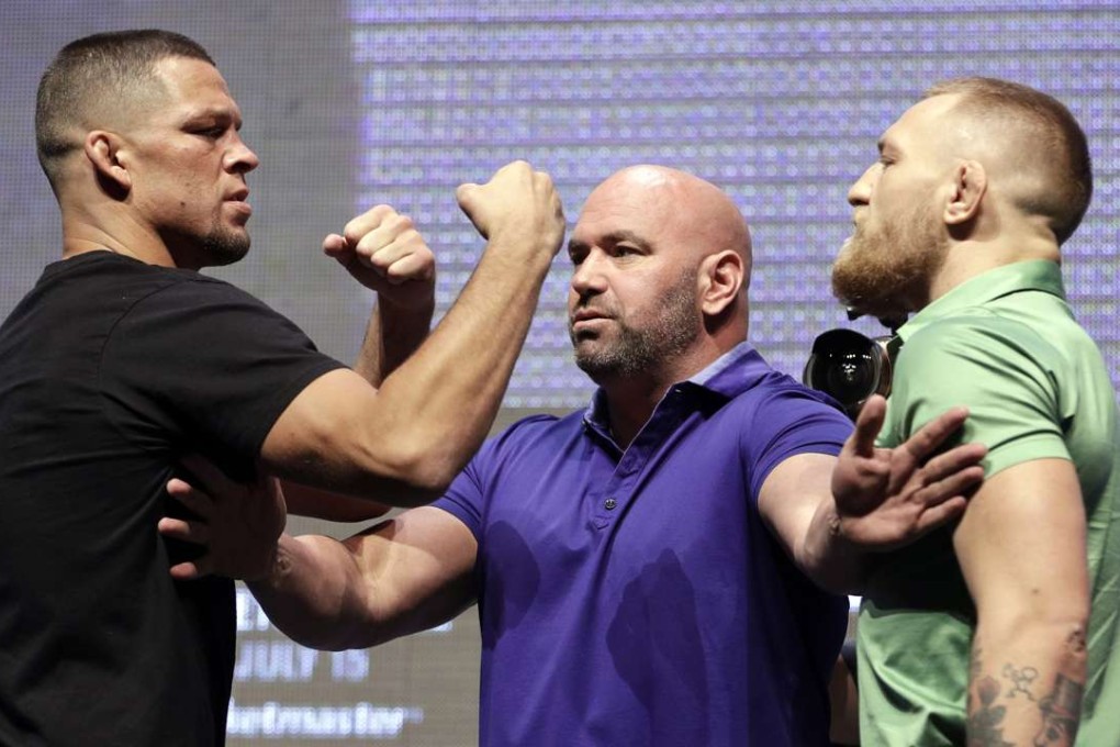 Nate Diaz and Conor McGregor clashed at the media conference ahead of their second bout in Las Vegas. Photo: AP