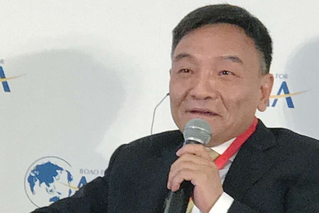 China UnionPay president Shi Wenchao speaking at the Boao Forum. Photo: SCMP