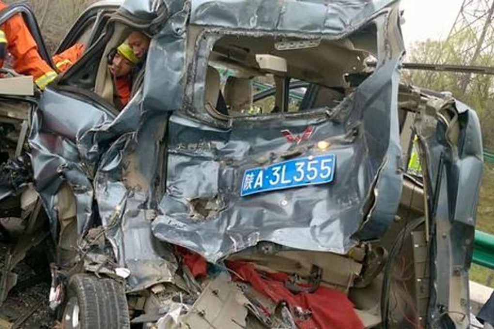 The van was completely crushed in a collision with a truck. Photo: Handout