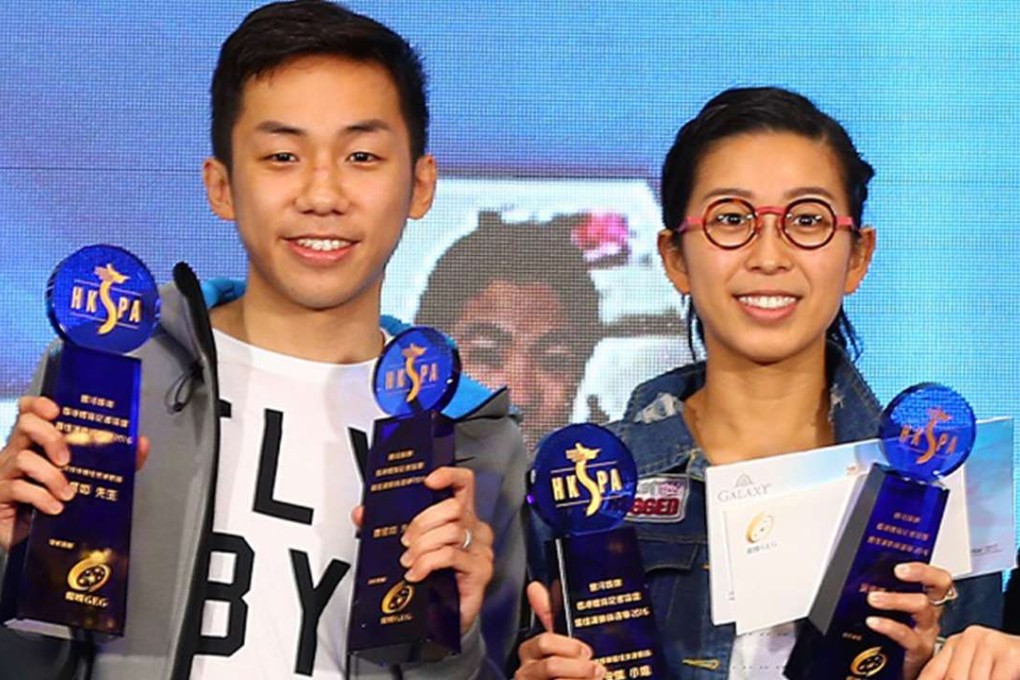 Hong Kong boxing star Rex Tso and snooker queen Ng On-yee receive their awards at the HKSPA best athletes awards in Kowloon Bay. Photo: HKSPA