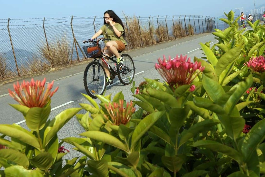 A bicycle path in Sha Tin, one of the few places in Hong Kong where cycling infrastructure is available. Photo: Felix Wong