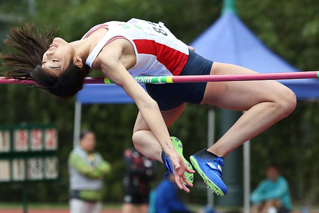 Yeung Wai-man on her way to winning the women’s high hump at Wan Chai Sports Ground. Photos: Edward Wong