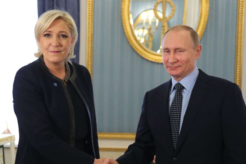 Russian President Vladimir Putin meets with French presidential election candidate for the far-right Front National (FN) party Marine Le Pen at the Kremlin in Moscow. Photo: AFP