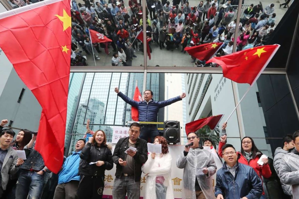 Pro-Beijing groups celebrate Carrie Lam’s election victory. Photo: Edward Wong