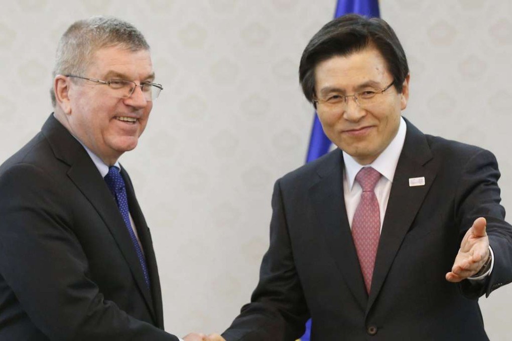 International Olympic Committee president Thomas Bach (left) and South Korea Prime Minister and acting President Hwang Kyo-ahn. Photo: EPA
