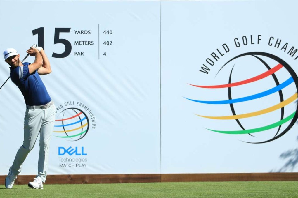 Dustin Johnson tees off from the 15th hole of his match during round five of the World Golf Championships-Dell Technologies Match Play. Photo: AFP