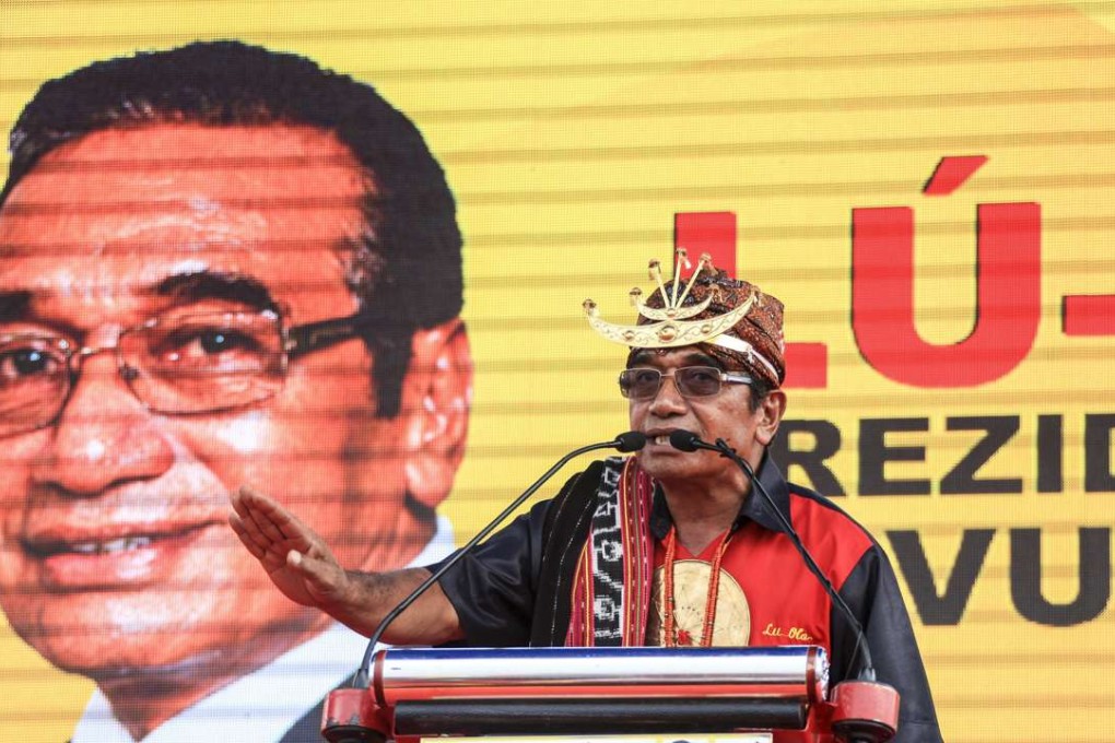 East Timor's Francisco “Lu-Olo” Guterres speaks to his supporters during a campaign rally in Tasitolu, Dili. Photo: EPA