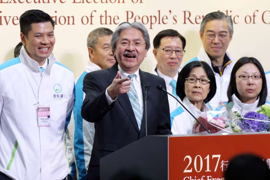 Tsang won 365 votes in the Hong Kong leadership election on Sunday. Photo: Dickson Lee