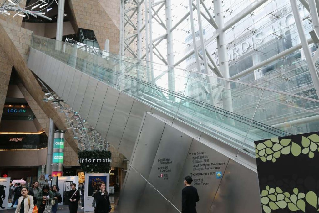 The escalator at Langham Place shopping mall in Mong Kok. Photo: Felix Wong