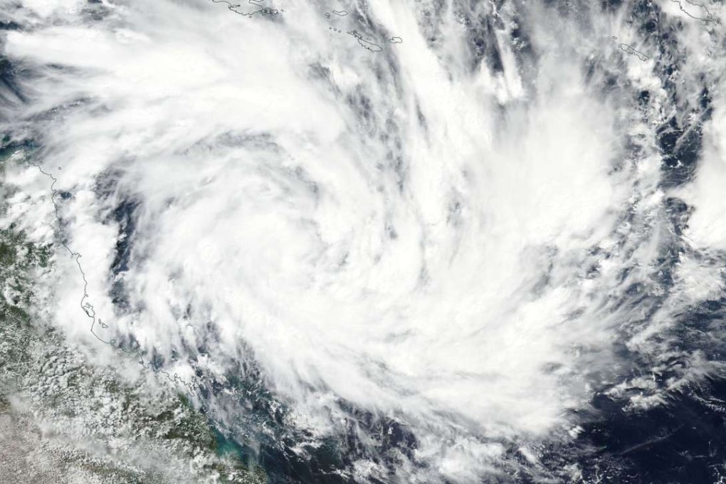 A Nasa satellite image of Cyclone Debbie in the Coral Sea off the state of Queensland on Australia's northeast coast. Photo: AFP