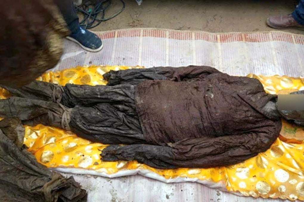 One of the mummified bodies found in the tomb in Henan province. Photo: Handout