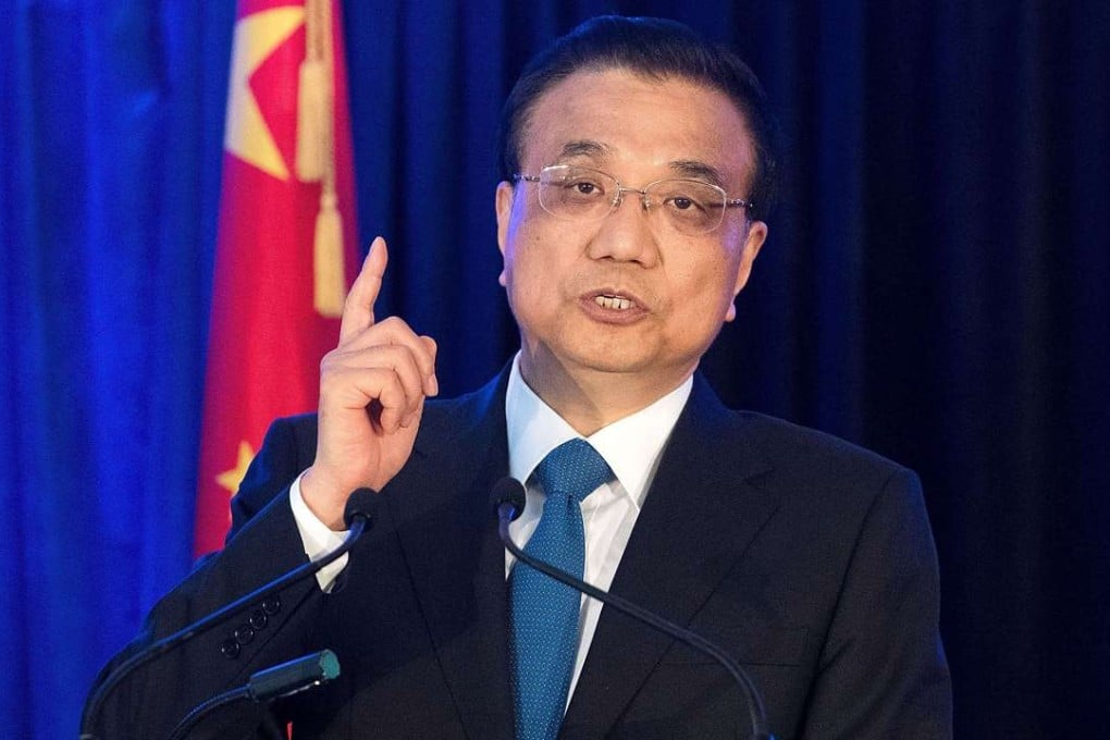 Premier Li Keqiang speaking at a press conference with New Zealand's Prime Minister Bill English in Wellington on Monday. Photo: AFP