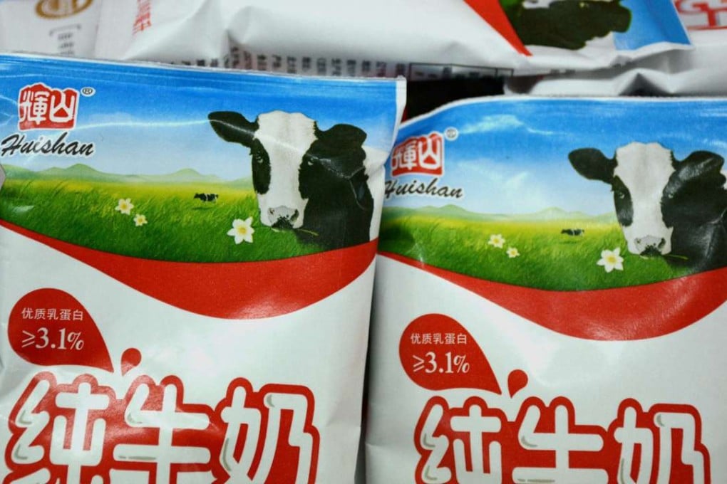 Huishan Dairy products at a supermarket in Shenyang, Liaoning province, on Saturday. Photo: Reuters