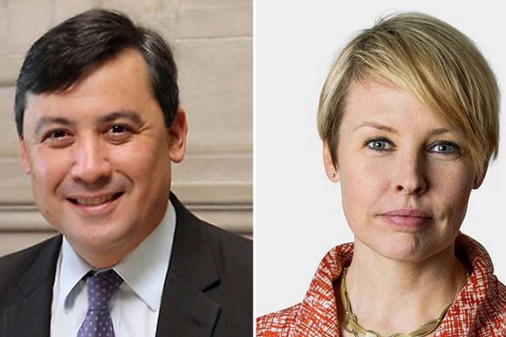 Canadian Conservative Party leadership contender Michael Chong and newspaper columnist Leah McLaren, who recounted a bizarre incident in which she attempted to breastfeed Chong's infant son without consent. Photos: Handout