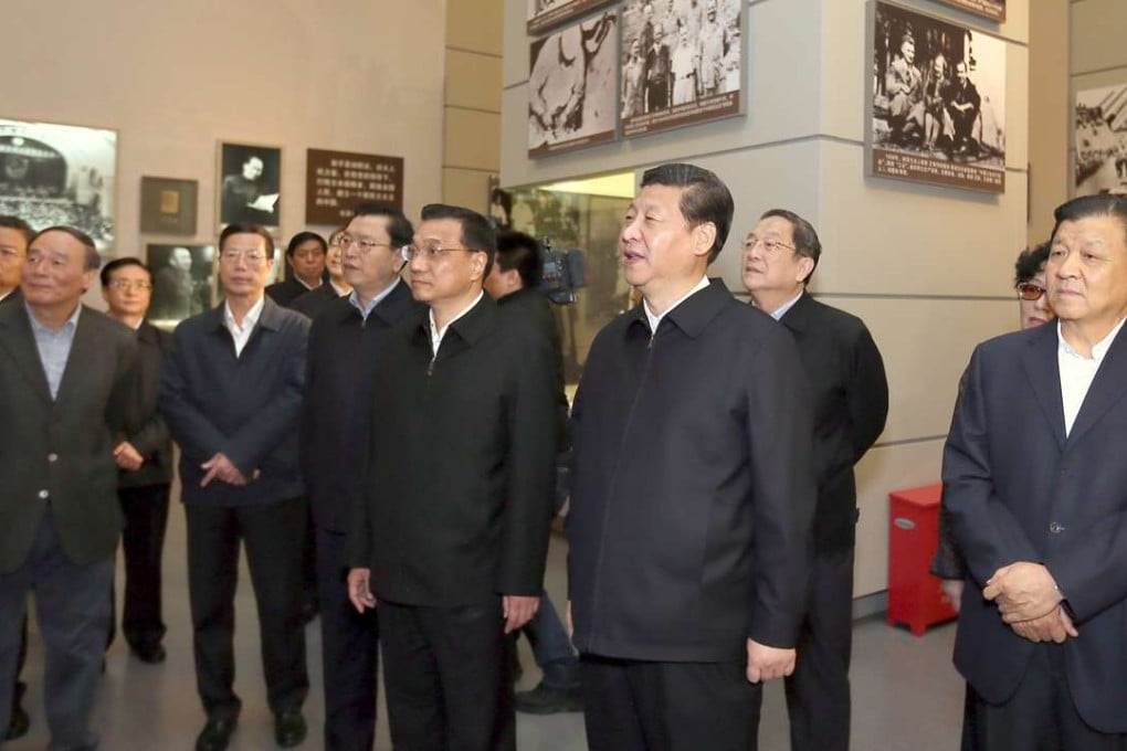 Xi Jinping (front row, second right) and other members of the party Politburo Standing Committee view ‘The Road Towards Renewal’ exhibition at the National Museum of China in Beijing in November 2012. Photo: Xinhua
