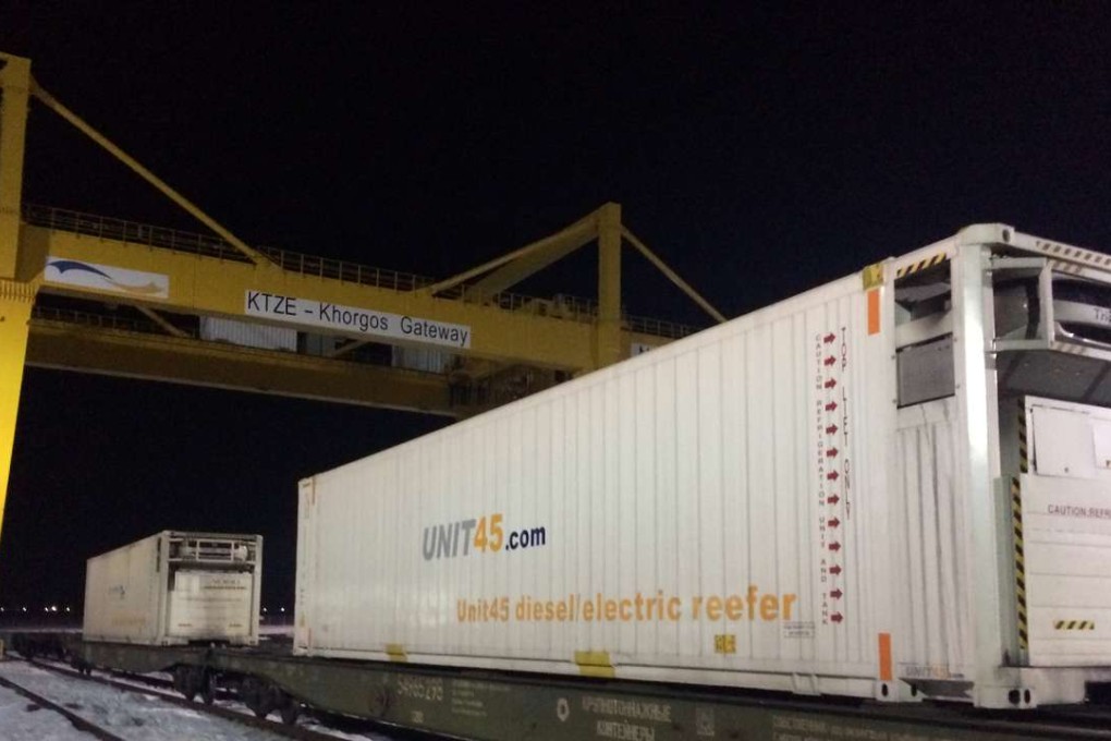 Independently fuelled, climate-controlled Unit45 Smart containers roll into Khorgos Gateway, on Kazakhstan’s border with China.