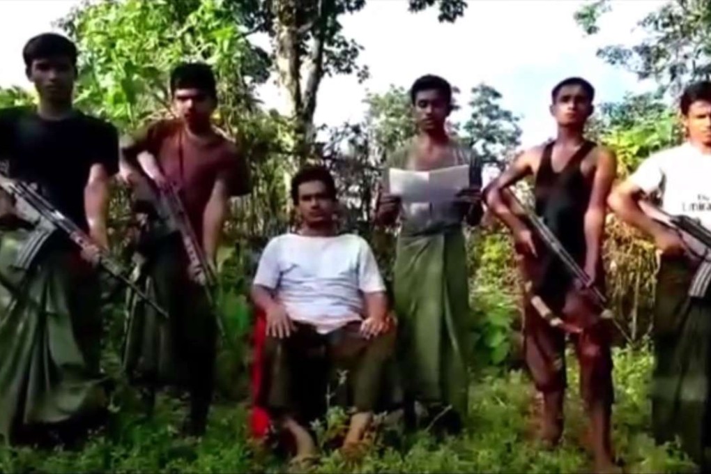 Members of Harakah al-Yaqin, a Rohingya Muslim militant group in Myanmar's Rakhine state that denies it is a terrorist organisation. Photo: YouTube