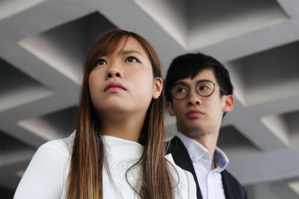 Yau Wai-ching (left) and Sixtus Baggio Leung Chung-hang were disqualified from the Legislative Council for failing to take their oaths appropriately. Photo: Sam Tsang