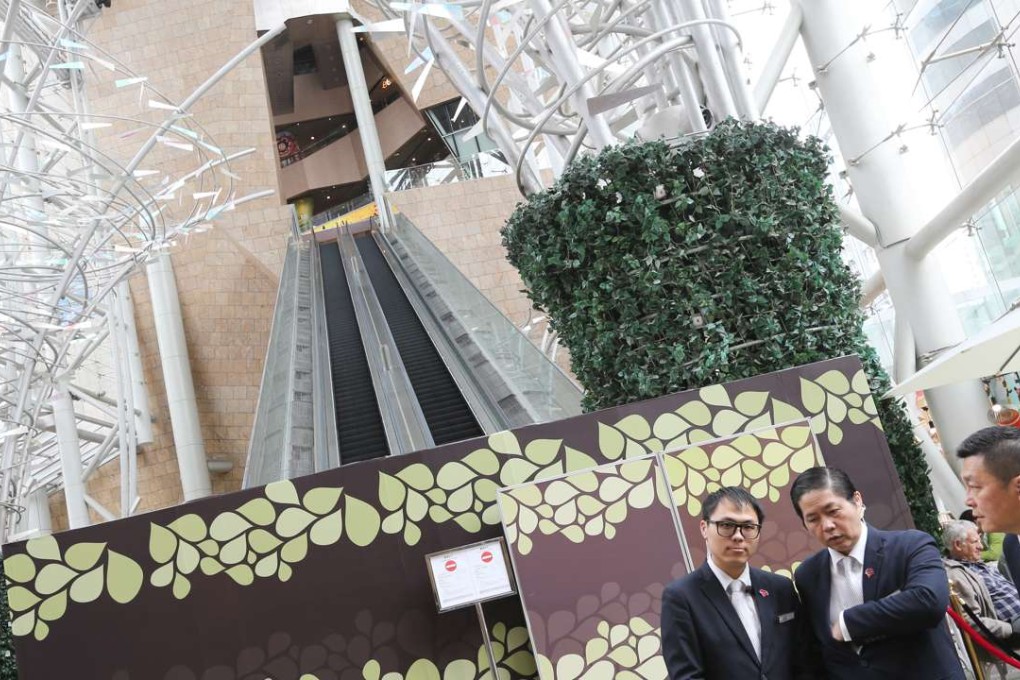 The escalator which malfunctioned in the Langham Place shopping mall in Mong Kok. Photo: Felix Wong