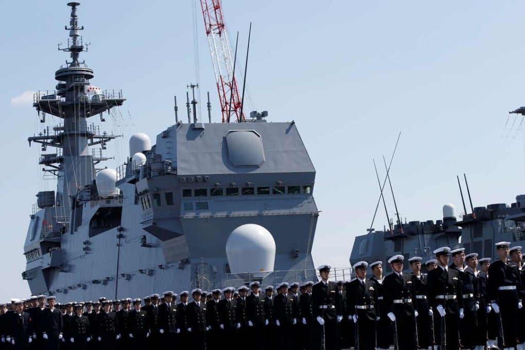 Japan’s Izumo-class helicopter carrier DDH-184 Kaga is expected to set sail for a three-month tour in May through the South China Sea. Photo: Reuters
