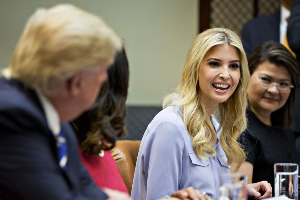 Ivanka Trump, daughter of US President Donald Trump, speaks while meeting with Trump, left, and women small business owners in the Roosevelt Room of the White House. Trump’s daughter is joining the White House as an unpaid employee. Photo: Bloomberg