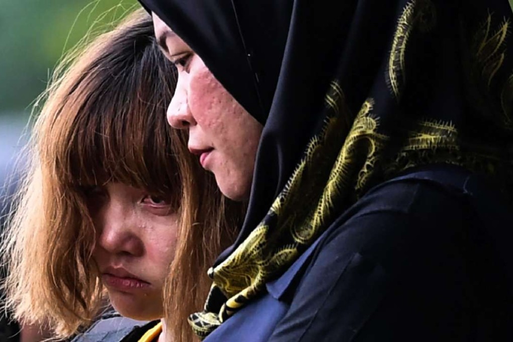 The Cambodia Daily reports that Doan Thi Huong, left, rehearsed an attack on Kim Jong-nam with her partner in Phnom Penh several times. Photo: AFP