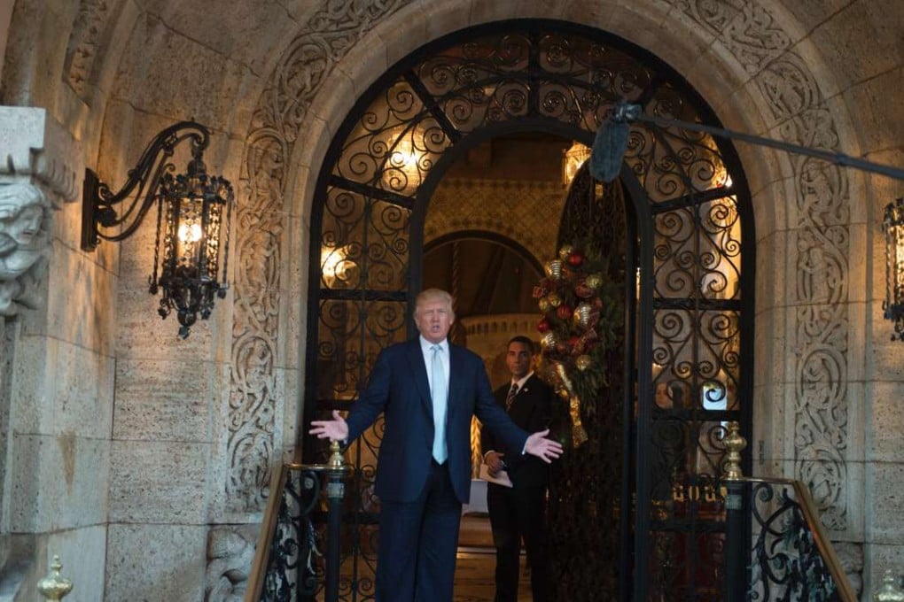 US President Donald Trump answers questions at Mar-a-Lago in Palm Beach, Florida. Next week the US president will have an informal summit with Chinese President Xi Jinping at the resort. Photo: AFP