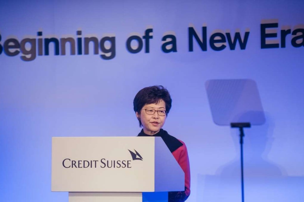 Carrie Lam, Hong Kong's chief executive-elect, speaks during the Credit Suisse Asian Investment Conference in Hong Kong. Photo: Bloomberg