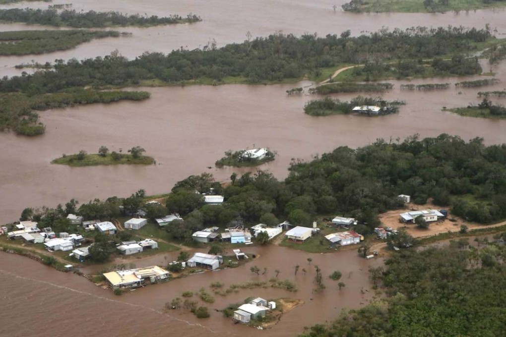 A small town just north of Bowen in Queensland after the area was hit by cyclone Debbie. Photo: AFP