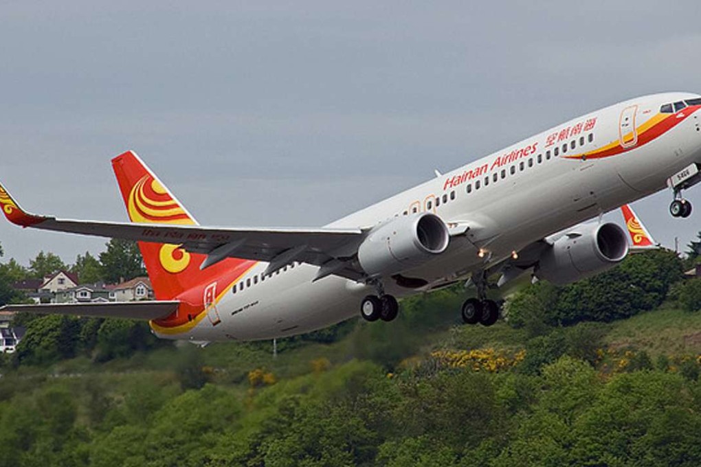 A Hainan Airlines Boeing 737 used a 50-50 mix of conventional jet fuel and biofuel on a flight from Shanghai to Beijing in 2015. Photo: Handout
