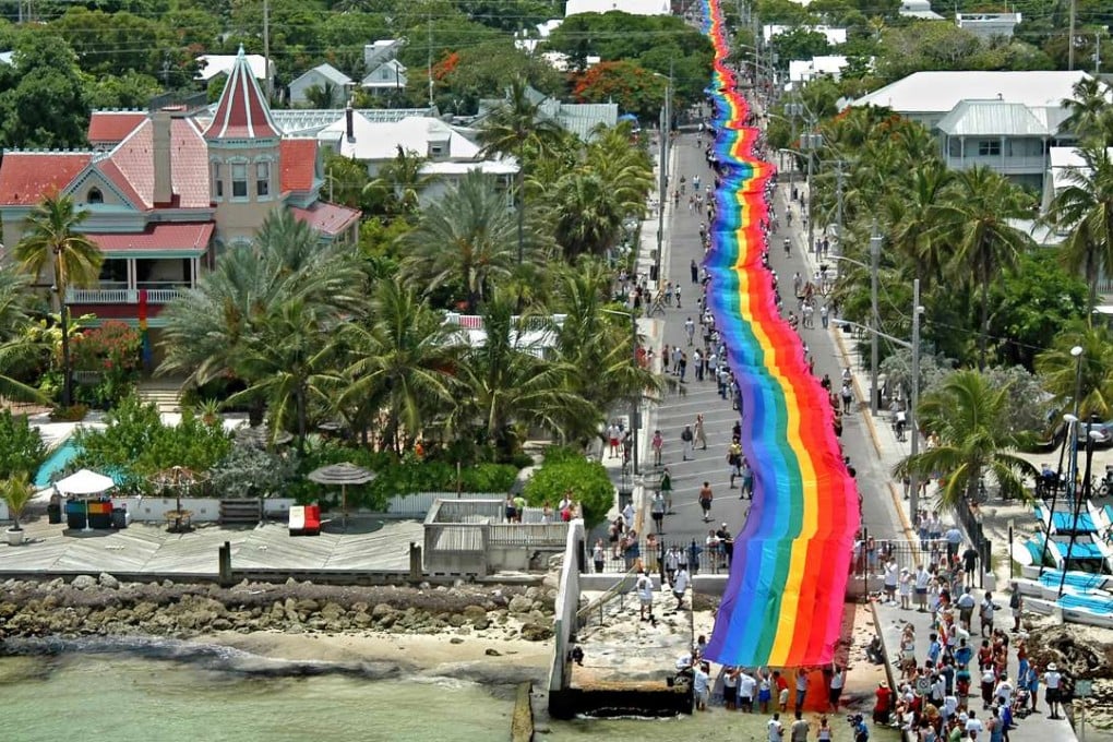 A more than 1km rainbow flag, created by Gilbert Baker. Photo: Reuters