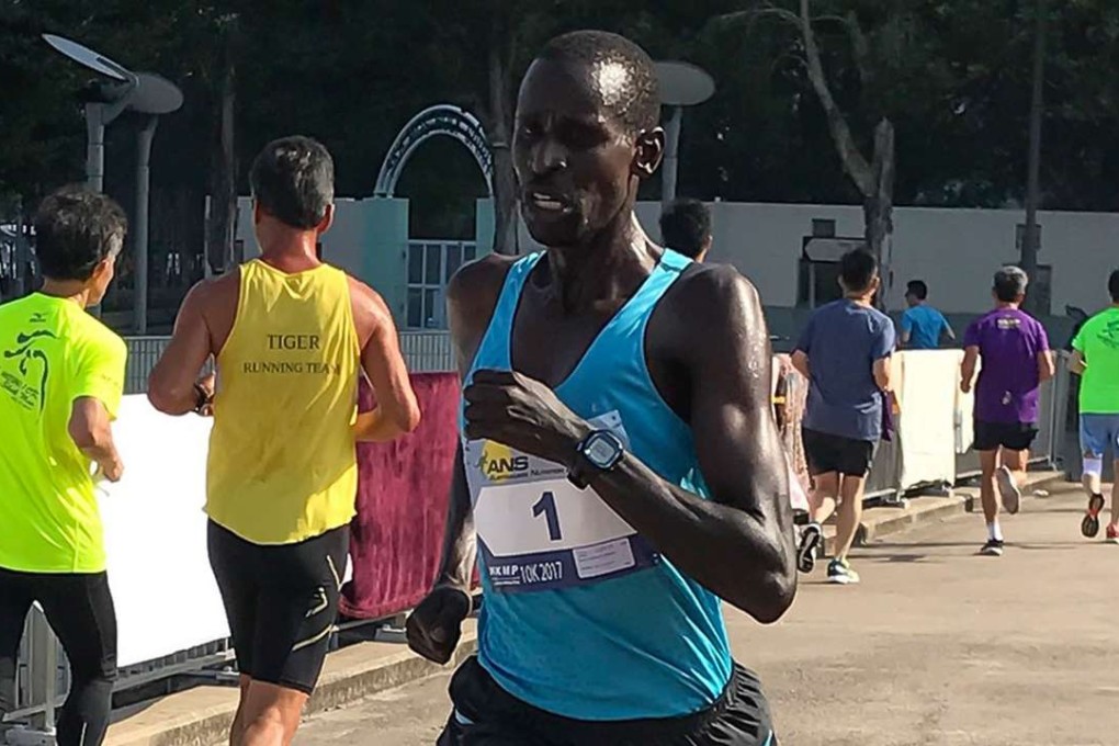 Menjo Jpsphat Kiprono during the ANS Shatin 10km Classic Riverside Race at Siu Lek Yuen. Photo: Richard Castka